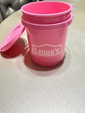 Lowes Pink Plastic Bucket with Lid